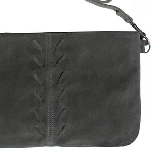 Laced Detail Bag - Grey Suede