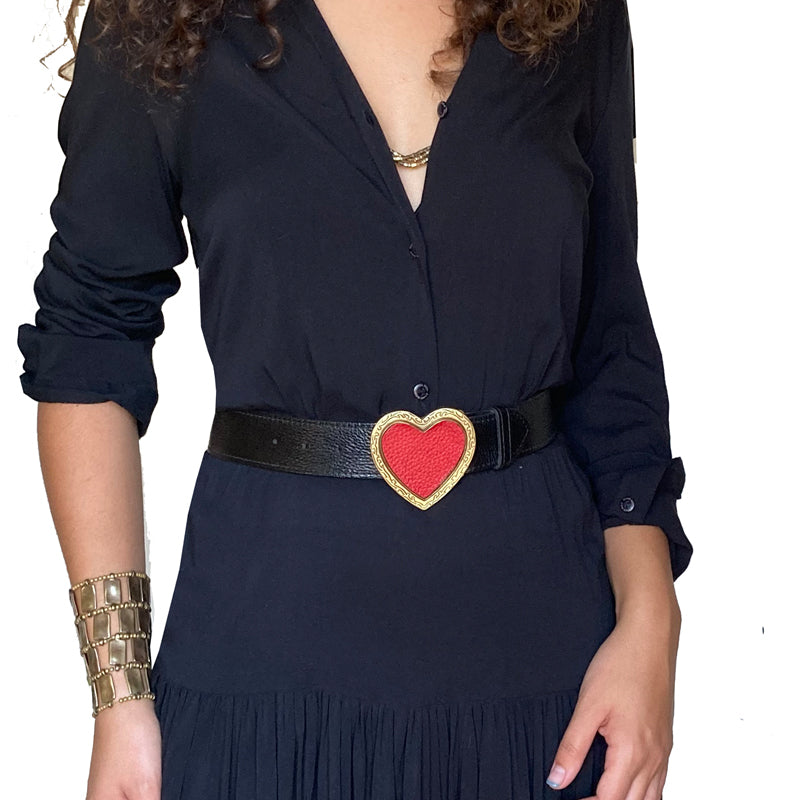 Heart Belt - Black wPurple Heart