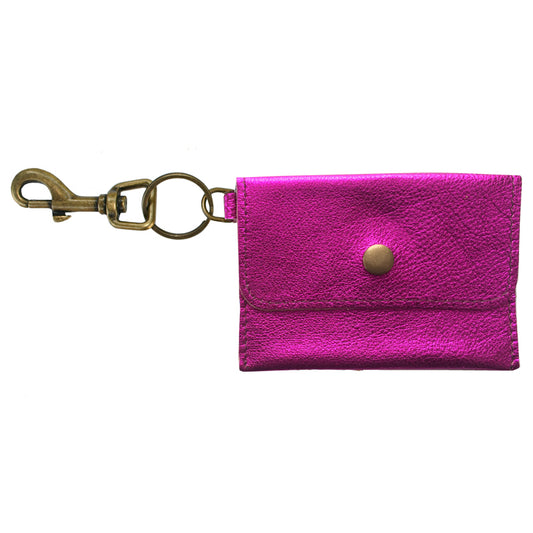 Coin Purse Key Chain - Hot Pink Metallic