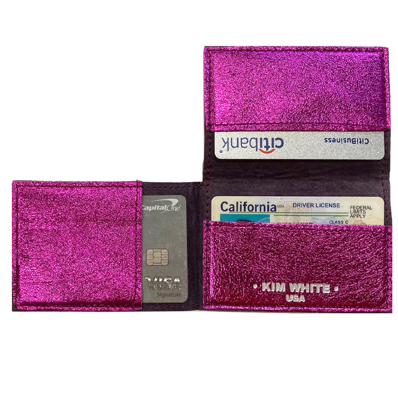 Folding Wallet - Hot Pink Metallic Kim White Bags/Belts Folding Wallet - Hot Pink Metallic Kim White Bags/Belts