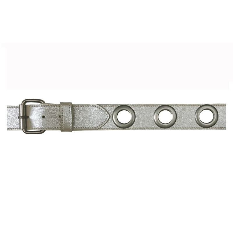 Grommet Belt - Cream wAntique Nickel