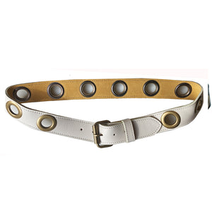 Grommet Belt - Cream Antique Brass