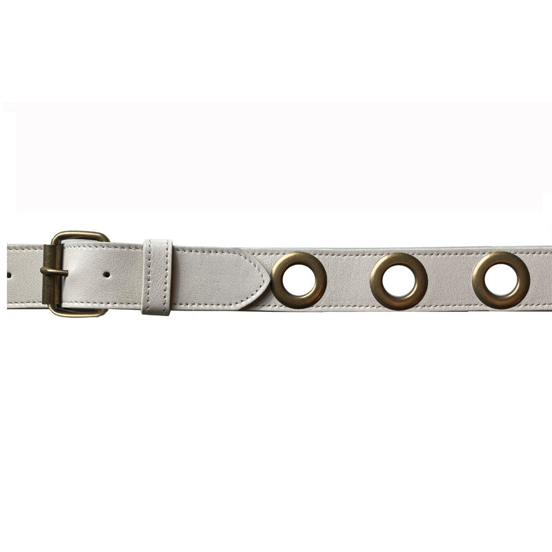 Grommet Belt - Cream Antique Brass