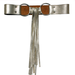 Fringe Belt -  Ivory Metallic