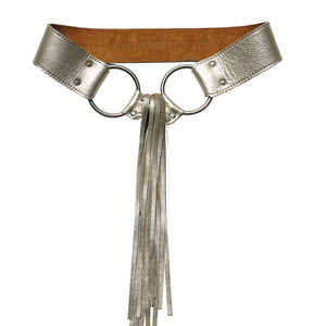 Fringe Belt -  Ivory Metallic