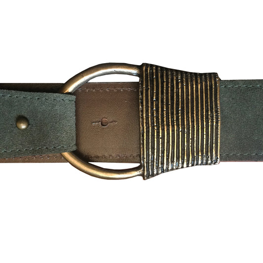 Cast Rope Belt - Loden Suede with Antique Brass