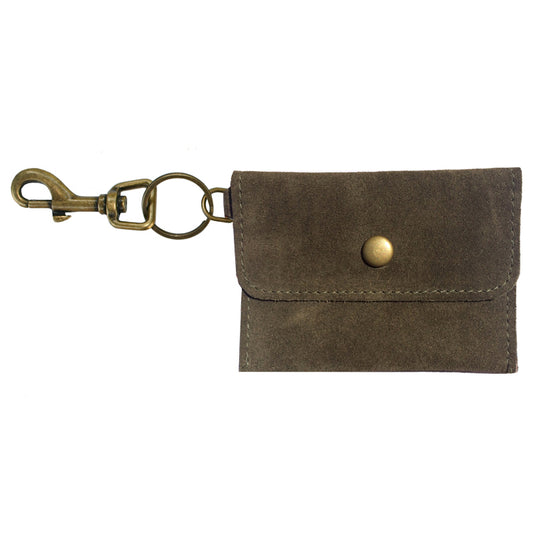 Coin Purse Key Chain - Olive Suede