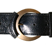 Load image into Gallery viewer, Leather-Tipped Belt - Black wAntique Brass

