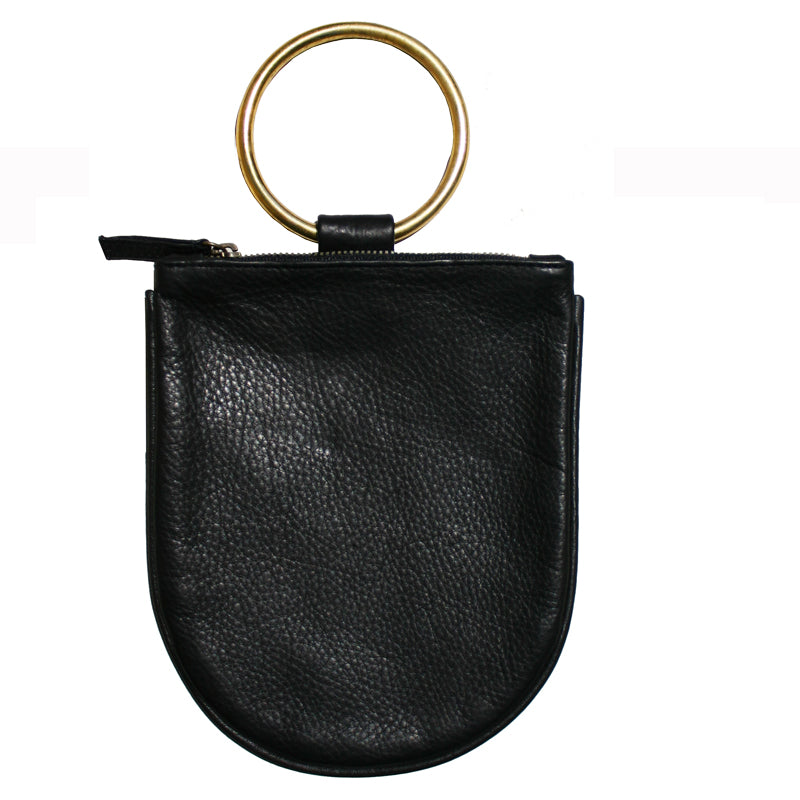 Mini Ring Wristlet - Matte Black Gold Ring