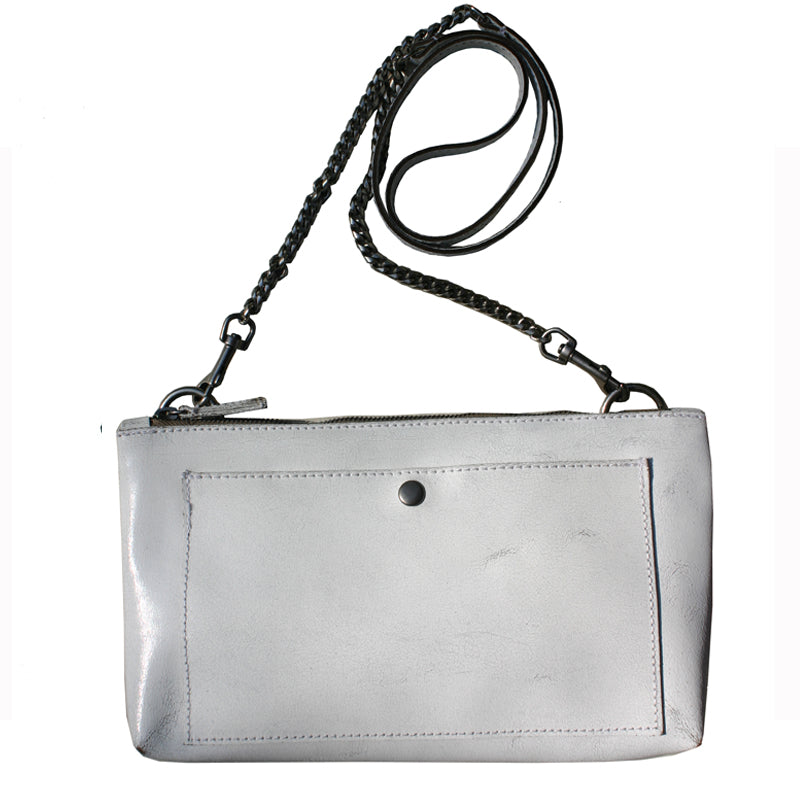 Patch Pocket Bag - Bright White Distressed