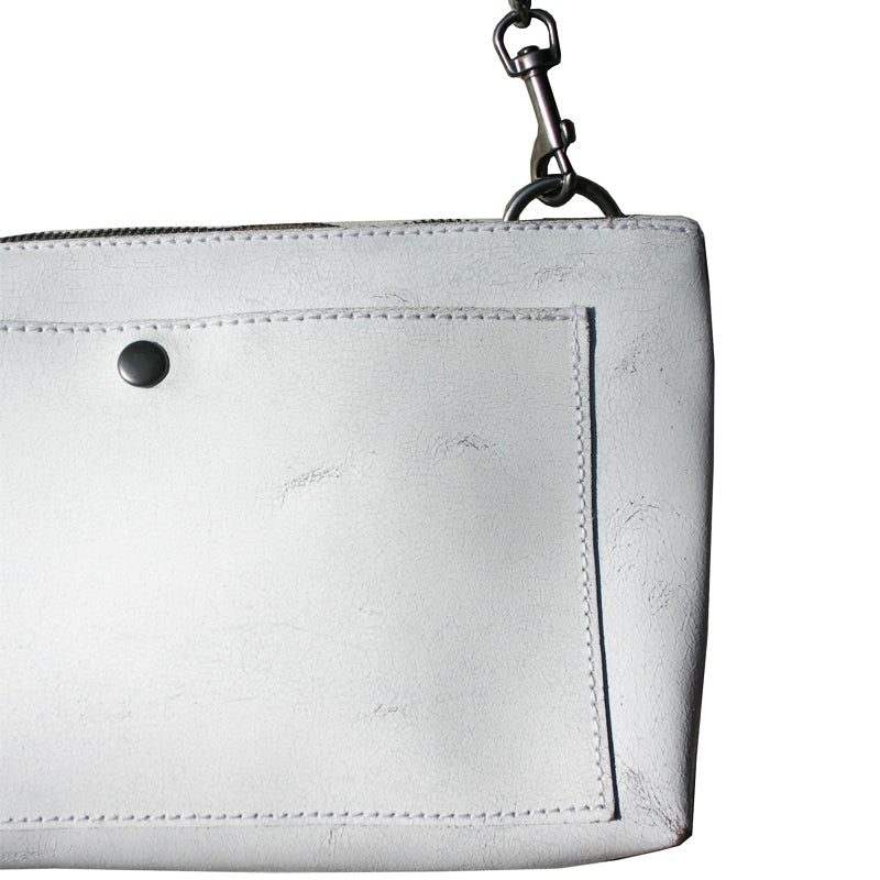 Patch Pocket Bag - Bright White Distressed