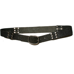 Pieced & Riveted Belt - Black Animal