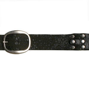 Pieced & Riveted Belt - Black Animal