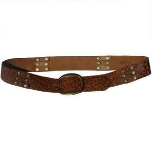 Pieced & Riveted Belt - Cognac Animal
