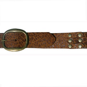 Pieced & Riveted Belt - Cognac Animal