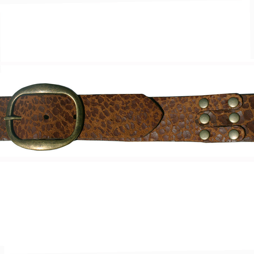 Pieced & Riveted Belt - Cognac Animal