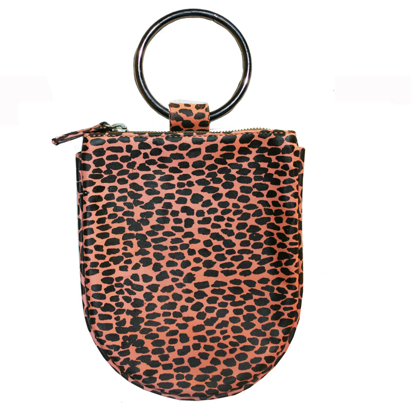 Mini Ring Wristlet - Pink & Black Abstract Animal