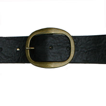 Load image into Gallery viewer, Heirloom Basic Belt - Dark Black with Antique Brass Buckle
