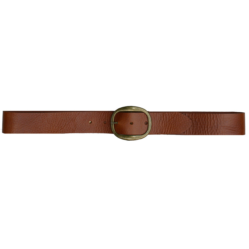 Heirloom Basic Belt - Cognac with Antique Brass Buckle – Kim White Bags/ Belts