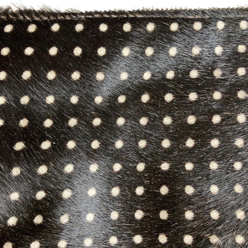 Ring Clutch - Black & White Polka Dot Fur