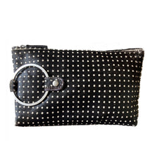 Load image into Gallery viewer, Ring Clutch - Black &amp; White Polka Dot Fur
