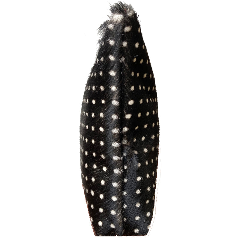 Ring Clutch - Black & White Polka Dot Fur