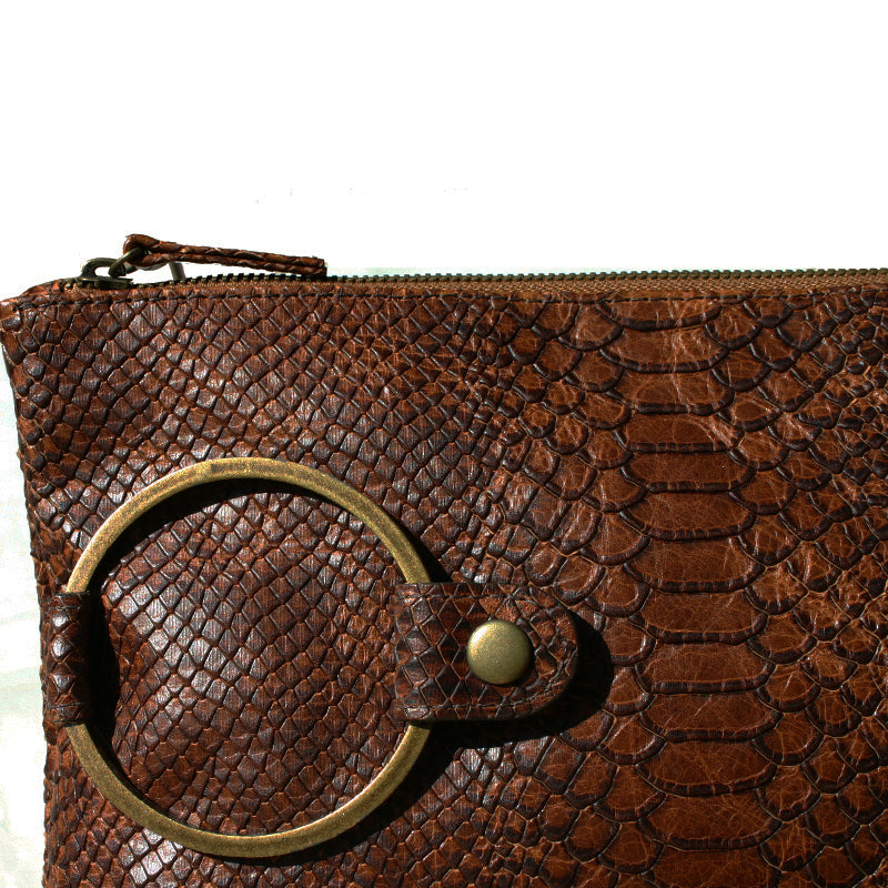 Ring Clutch - Cognac Snake