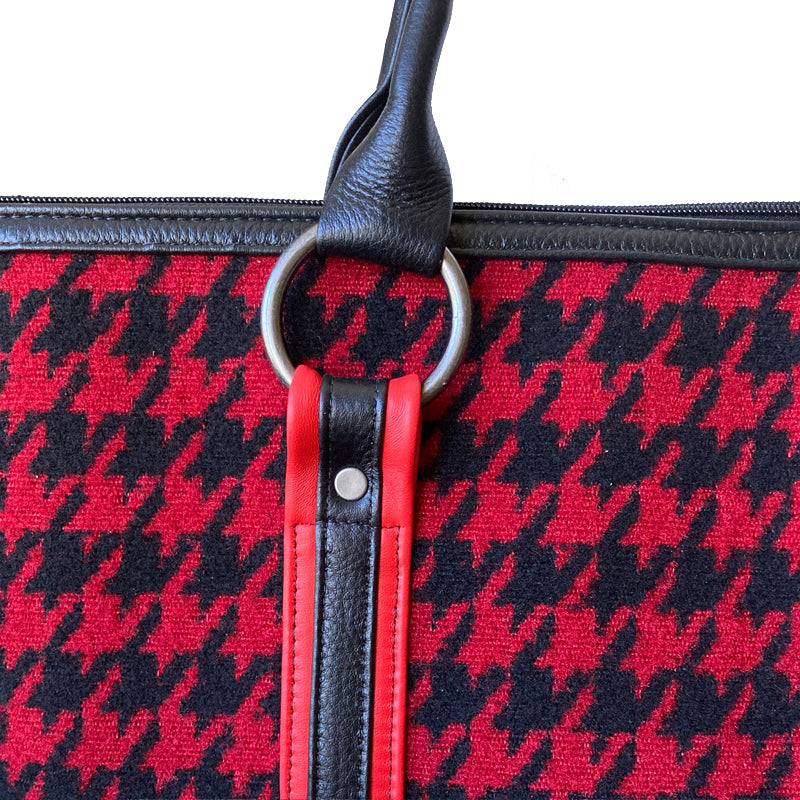 Weekender Travel Bag - Black & Red Herringbone