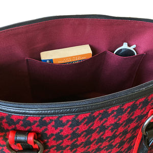 Weekender Travel Bag - Black & Red Herringbone