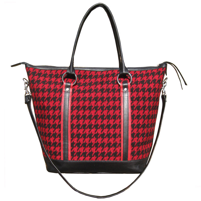 Weekender Travel Bag - Black & Red Herringbone