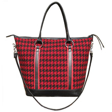 Load image into Gallery viewer, Weekender Travel Bag - Black &amp; Red Herringbone
