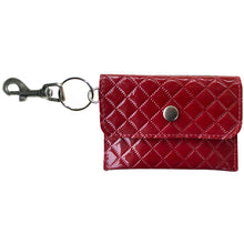 Load image into Gallery viewer, Coin Purse Key Chain - Red Quilted Patent Leather
