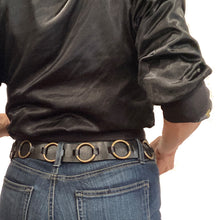 Load image into Gallery viewer, Ring-Around Belt - Black with Antique Brass
