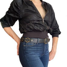 Load image into Gallery viewer, Ring-Around Belt - Black with Antique Brass

