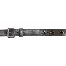 Load image into Gallery viewer, Skinny Grommet Belt - Antique Silver Metallic
