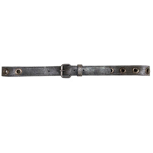Skinny Grommet Belt - Antique Silver Metallic