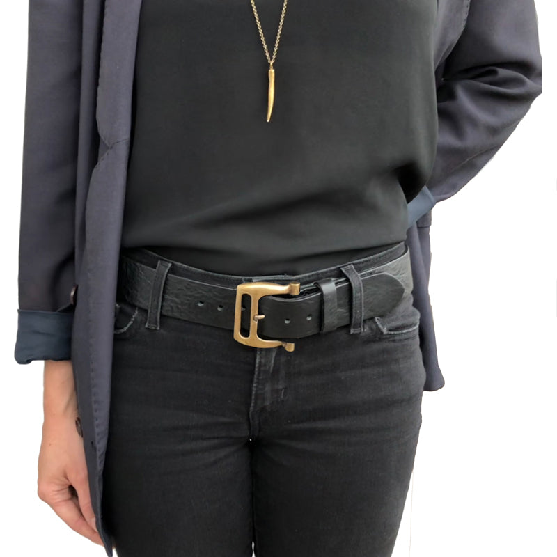 Slotted Buckle -Black wAntique Brass