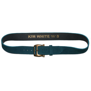 Slotted Buckle - Teal Suede wAntique Brass