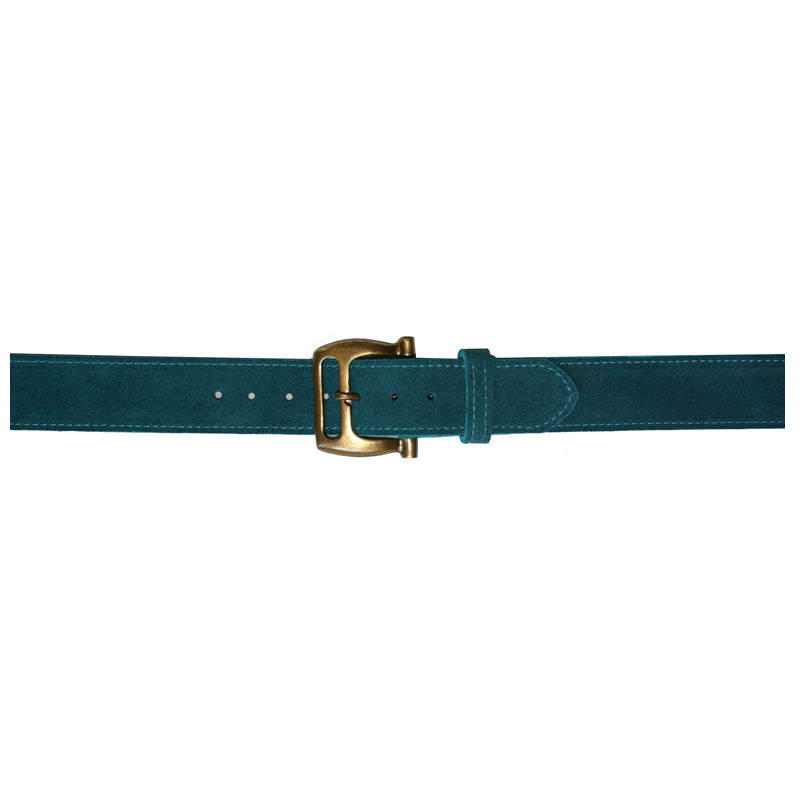 Slotted Buckle - Teal Suede wAntique Brass