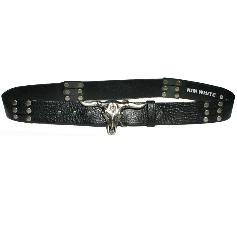 Steer Belt - Black with Antique Nickel