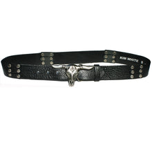 Load image into Gallery viewer, Steer Belt - Black with Antique Nickel
