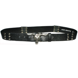 Steer Belt - Black with Antique Nickel