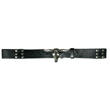 Load image into Gallery viewer, Steer Belt - Black with Antique Nickel
