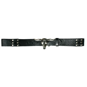 Steer Belt - Black with Antique Nickel