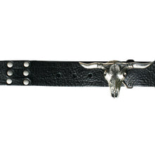 Load image into Gallery viewer, Steer Belt - Black with Antique Nickel

