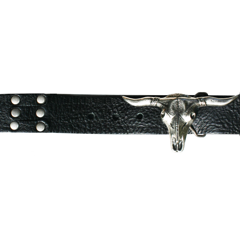 Steer Belt - Black with Antique Nickel