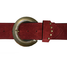 Load image into Gallery viewer, Stepped Waist Belt - Burgundy Suede
