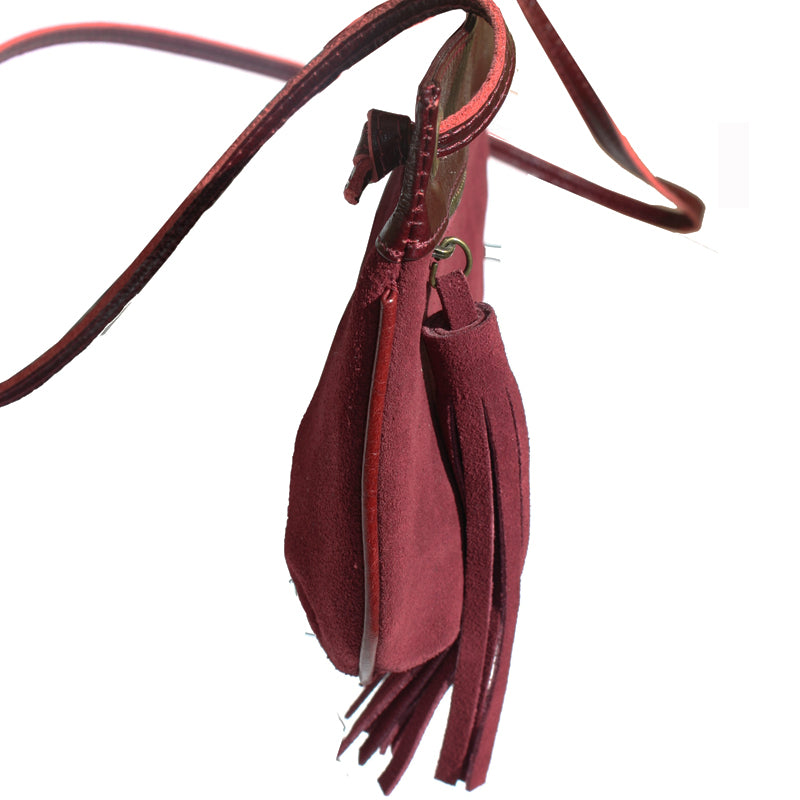 Tassel Bag - Burgundy Suede