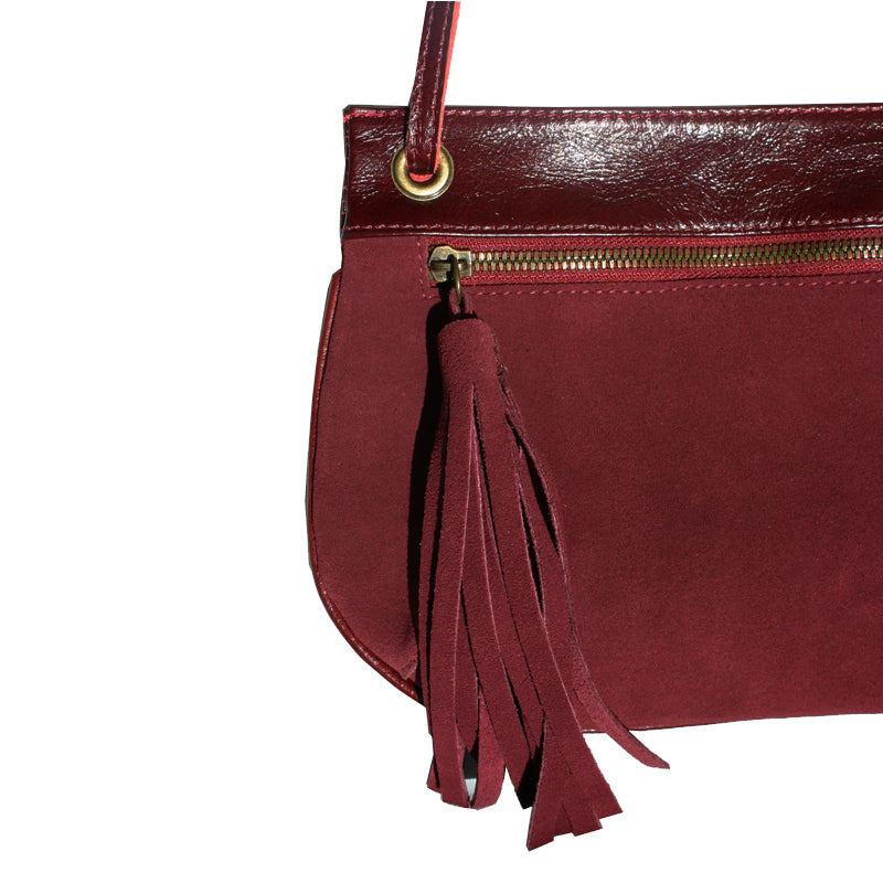 Tassel Bag - Burgundy Suede