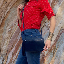 Load image into Gallery viewer, Tassel Bag - Navy Suede
